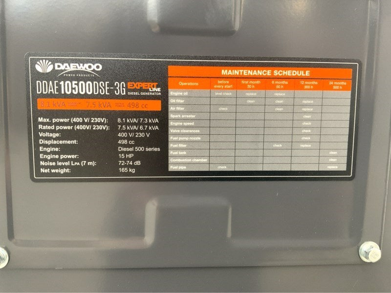 8.1kvA power generator / emergency power Daewoo DDAE10500DSE-3G - diesel