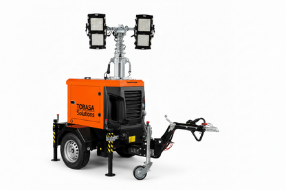 Tobasa BETA FULL LED-Lichtmast in Arbeitsstellung mit sechs MultiLED-Scheinwerfern