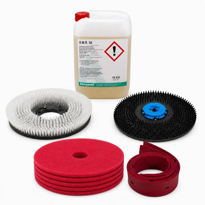 Tobasa Starter-Kit Scheuersaugmaschine – Ersatzbürste, Pad, Padhalter, Sauglippe & 10 l Reiniger